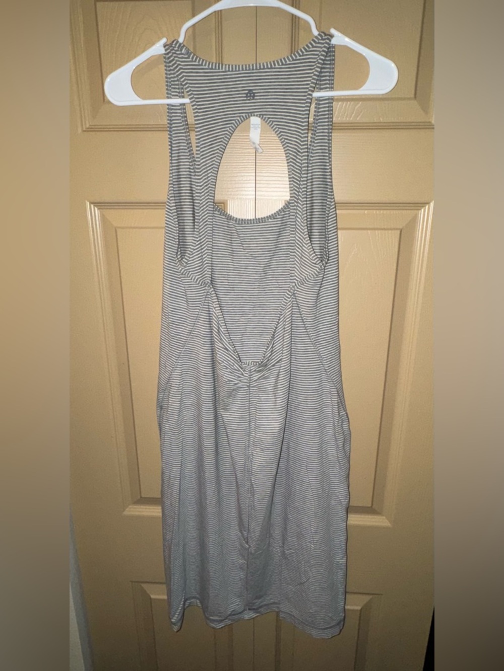 lululemon athletica Gray and White Striped Racerback Tank Dress (W8948S)